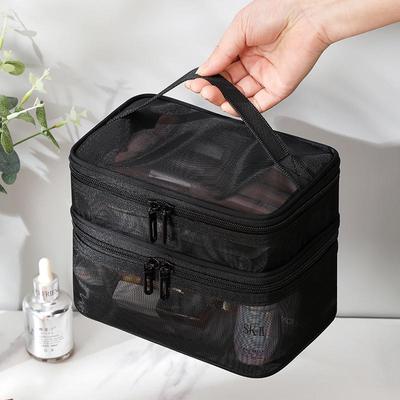 High-Capacity Mesh Cosmetic Bag for Women - Premium Toiletry Storage