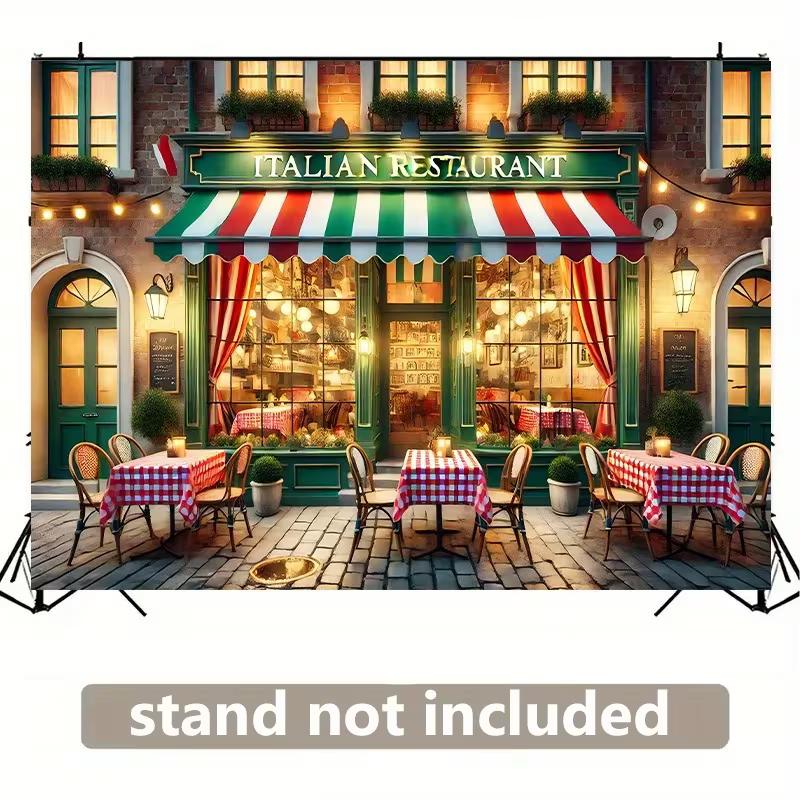 2D-Druck Italienisches Café-Shop-Hintergrund, Klassischer Schachbrett-Tisch Party-Hintergrund