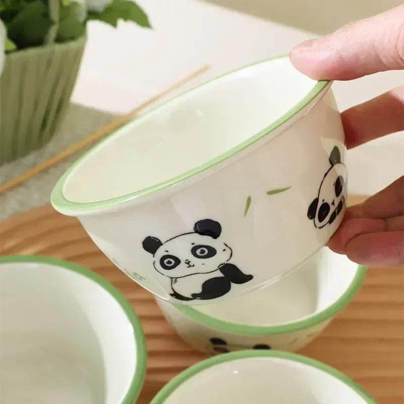 Ceramic Tableware Combination Set Lovely Cartoon Panda Children Plate Bowl Spoon Porcelain Restaurant Noodle Bowl Steak Plate