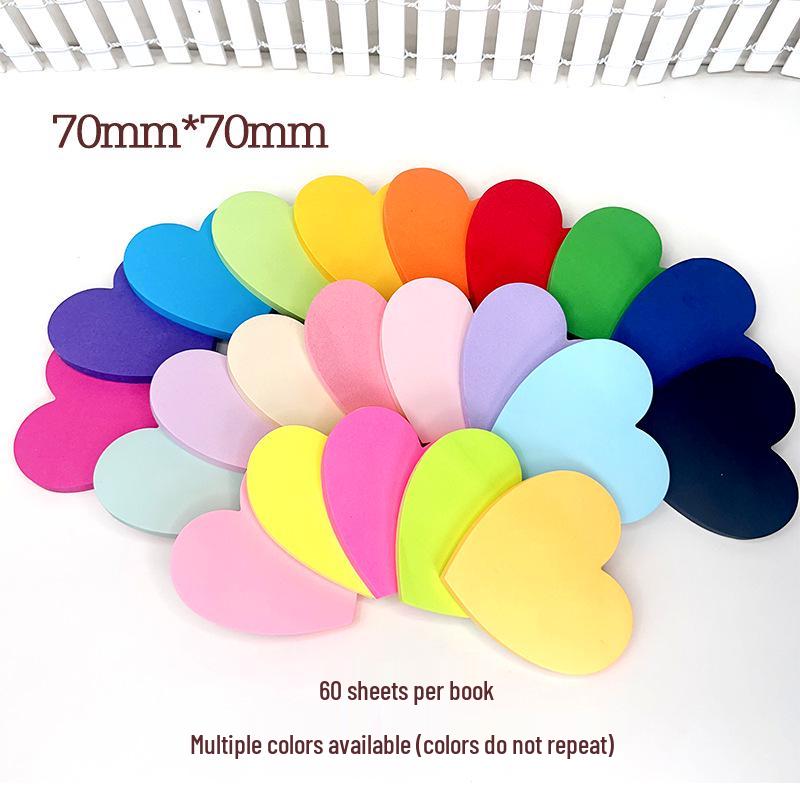 Heart-Shaped Fluorescent Sticky Notes - Creative & Colorful Memo Pads