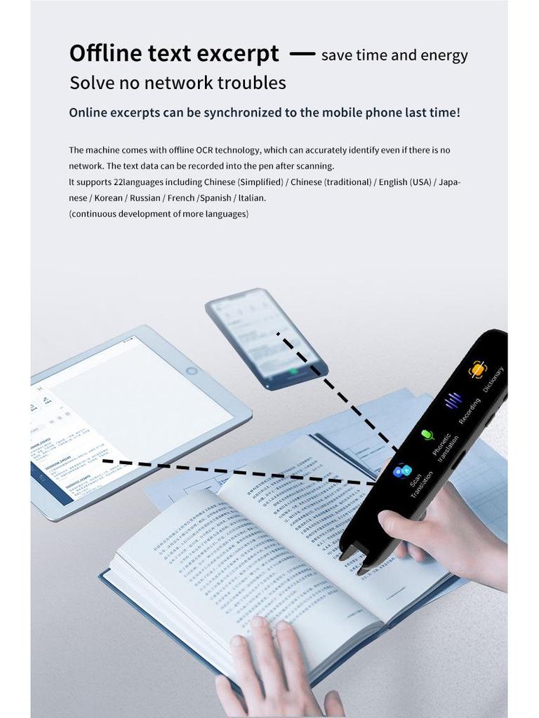 Multilingual Scanning Translation Pen: Accurate Chinese, English, German, French, Japanese, Korean, Cantonese Translation