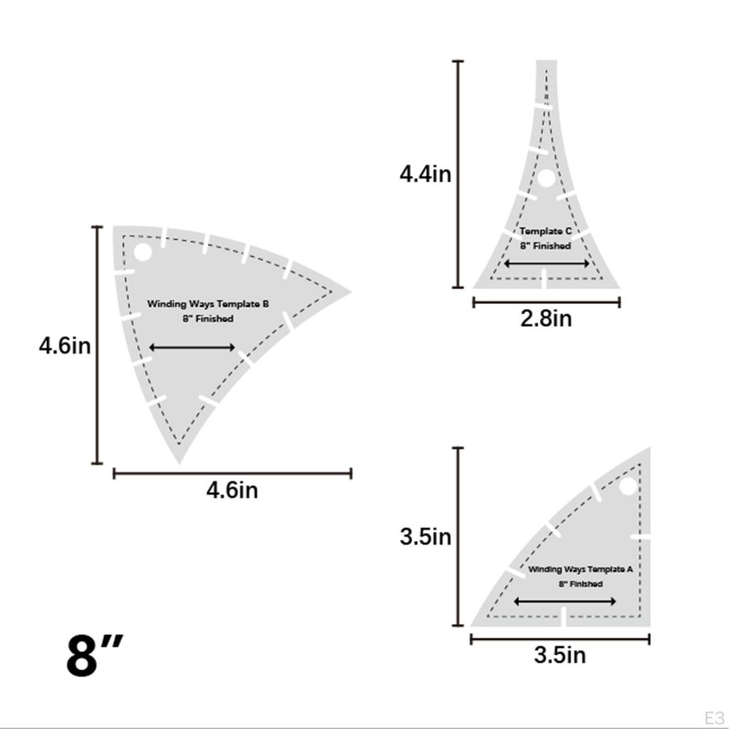 Zestaw 3 szablonów do pikowania, akrylowe szablony linijek do pikowania, kreatywny szablon do cięcia, do