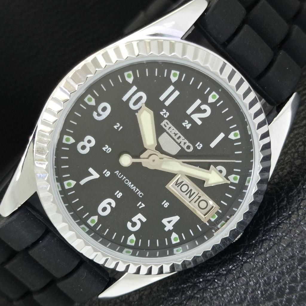 SEIKO 5 VINTAGE REFURBISHED AUTOMATIC 6309A JAPAN MENS BLACK WATCH a441598-1 Sk-a441598