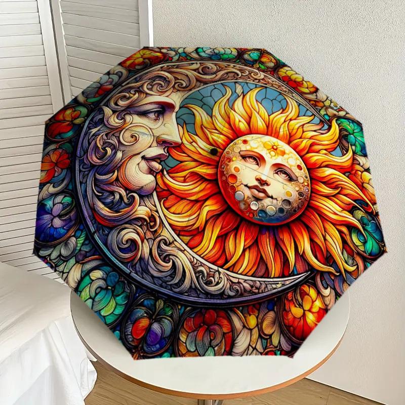 

1pc Sun and Moon Harmony Umbrella with Plastic Handle,Suitable for All Seasons Home Travel Outdoor UmbrellaDD871