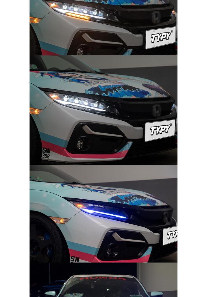 16-21 Civic Tenth Gen RS Style LED Projector Headlight with DRL & Sequential Turn Signals