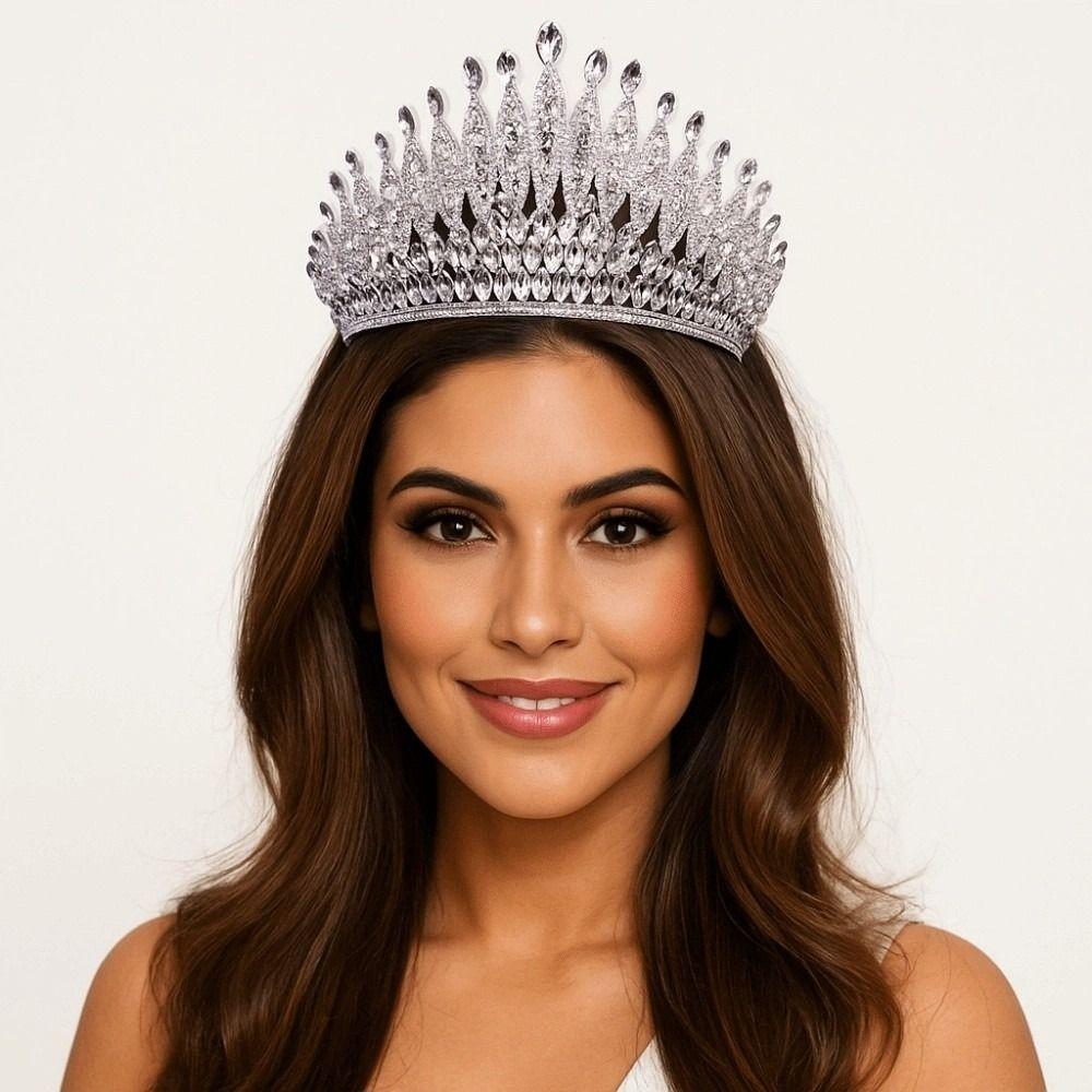 Luxury Zinc Zinc Alloy Princess Crown Elegant Bridal Headwear Rhinestone Diadem  Photography Props