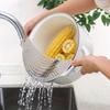 Stainless Steel Kitchen Strainer with Handle, Food-Safe Vegetable Washing & Draining Basket, Durable Colander for Kitchen Sink