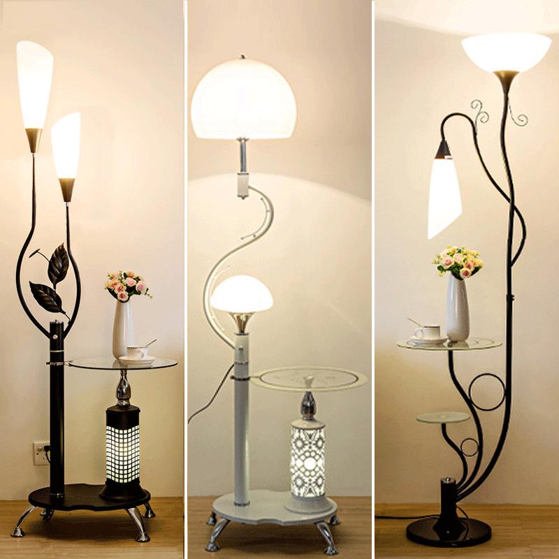 Nordic Modern Minimalist Floor Lamp with Remote Control and Coffee Table Storage for Bedroom, Living Room, or Bedside