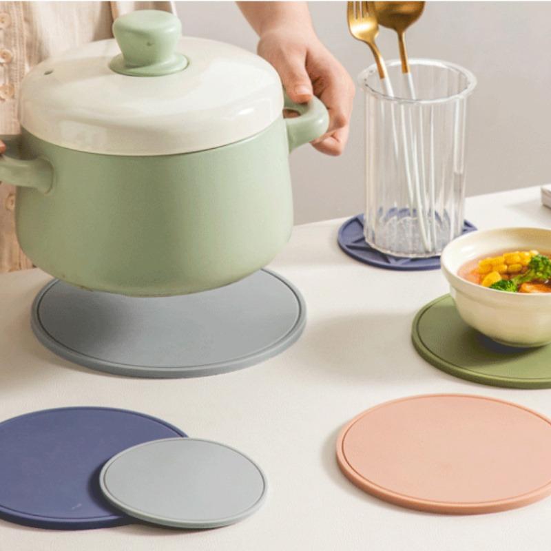 1/3PCS silicone pot mat heat insulation pad silicone high temperature resistant dining table anti-scalding pad round and simple