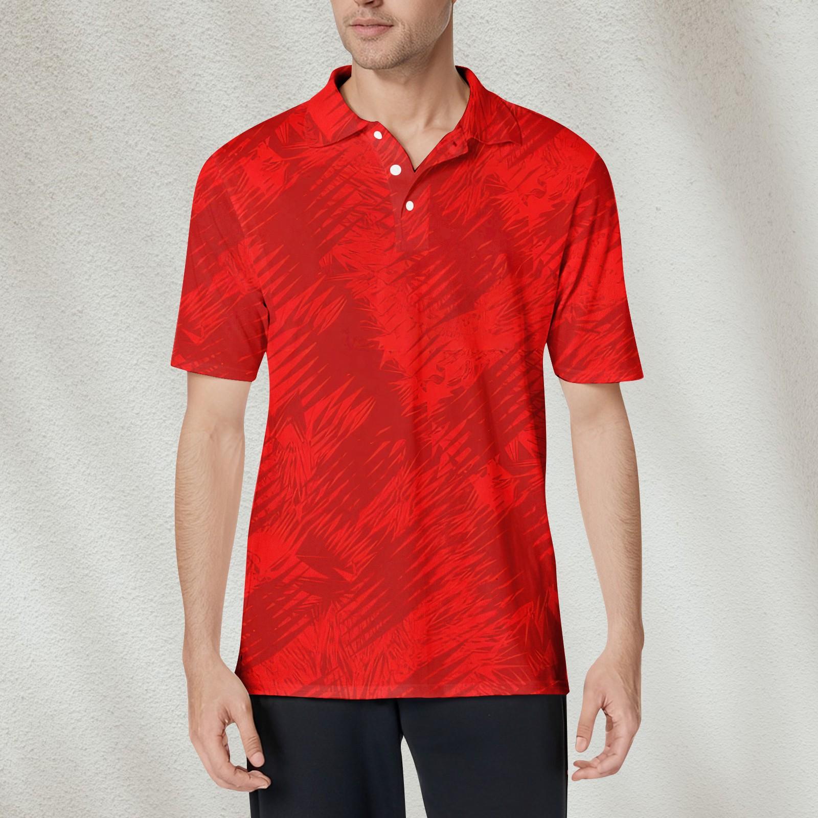 

Мужская модная рубашка с коротким рукавом из мягкого хлопкового воротника с принтом XXL красный