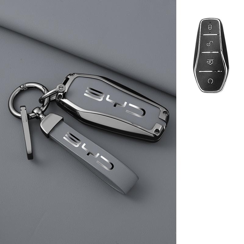 Car Key Case Cover Shell Fob for BYD Atto 3 Han EV Dolphin Lied Tang Dm Qin PLUS Song Pro MAX Yuan Zinc Alloy Protector Keychain