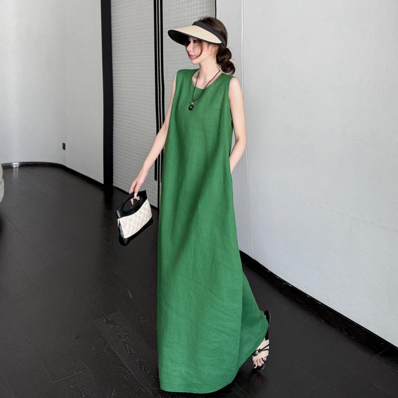 Sleeveless Plus Size Cotton Vintage New In Dresses for Women Casual Loose Long Summer Dress