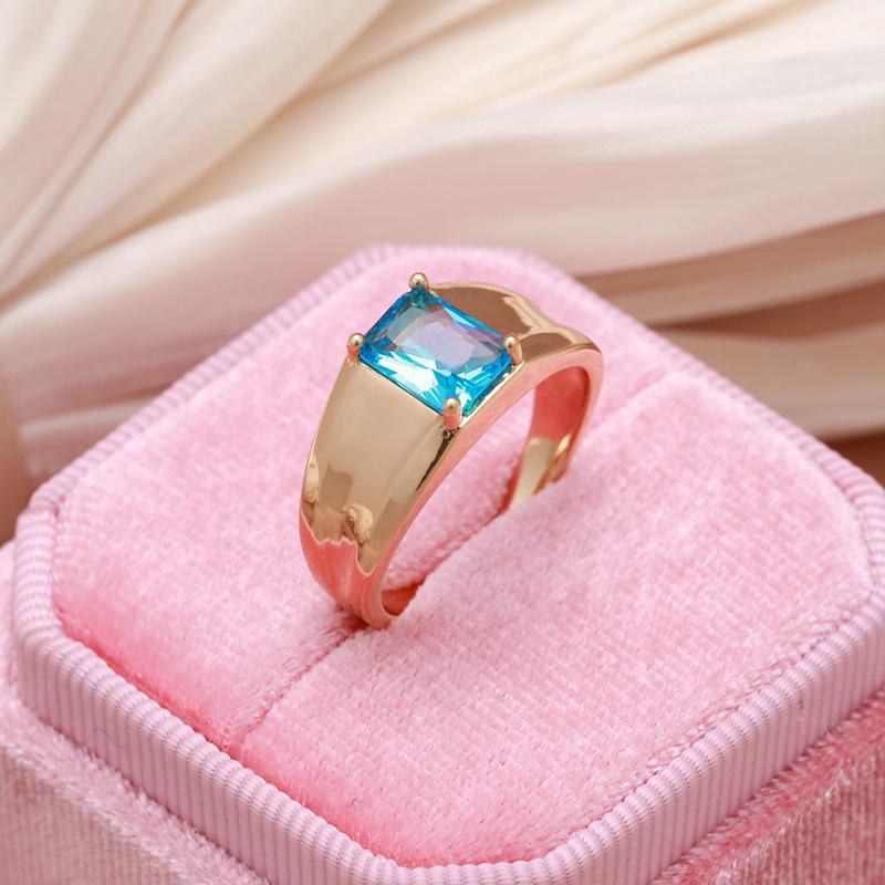 Dámský prsten Kinel Blue Square Zirkon Rose Gold Barva