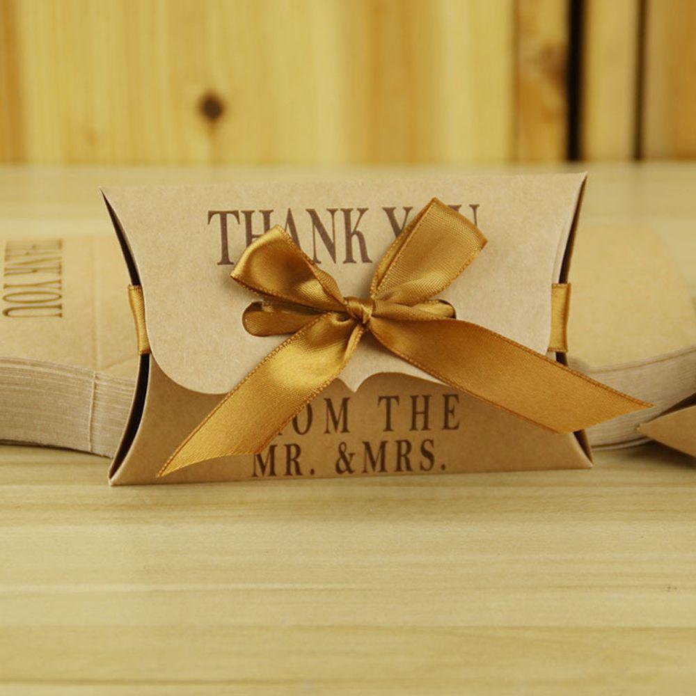 50 PCS Party Supplies Hot Classic Gift Kraft Paper Candy Box Pillow Shape