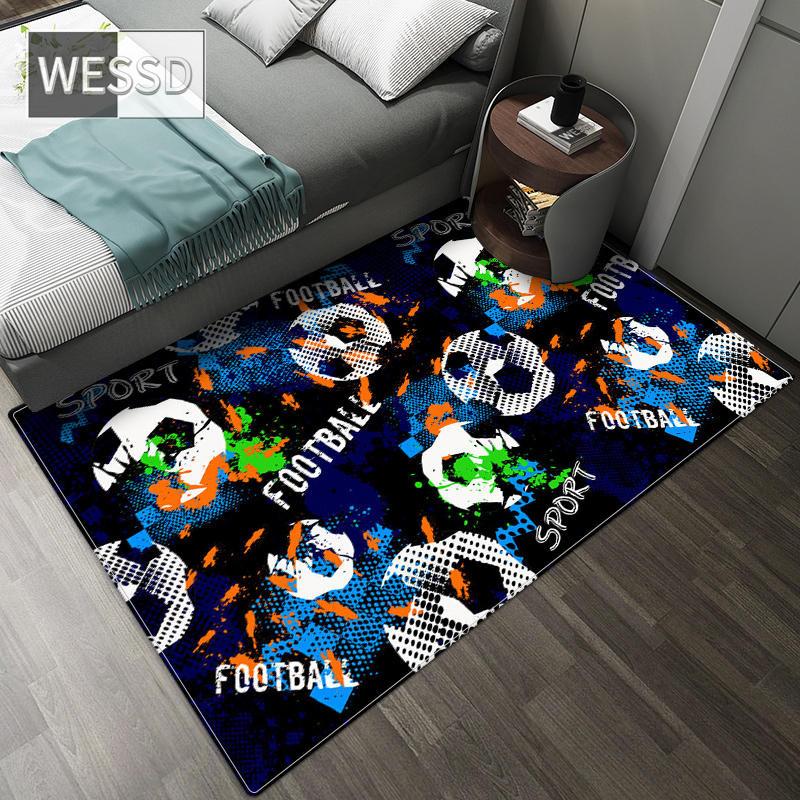 Football Carpet Cartoon Bedroom Carpet For Soft Flannel Teenager Carpet Big Mat