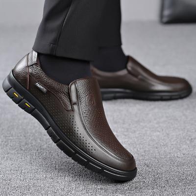 2025 Men's Genuine Leather Shoes 38-46 Head Leather Soft Anti-slip Rubber Loafers Shoes Man Casual Real Leather Shoes