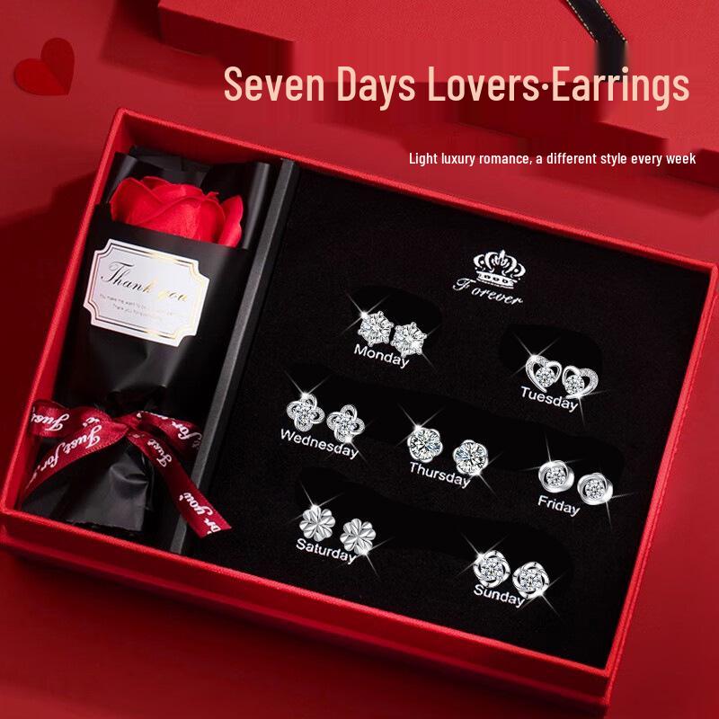 Sterling Silber 925 Ohrstecker Set - Elegant Leichter Luxus für Geburtstags- oder Weihnachtsgeschenke für Mädchen