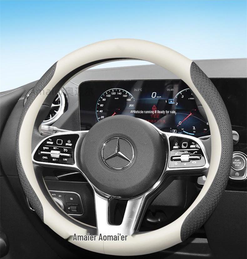 Housse de volant Mercedes: Classe C C260L, E300L, A200L, GLB180 - Cuir Véritable Quatre Saisons.