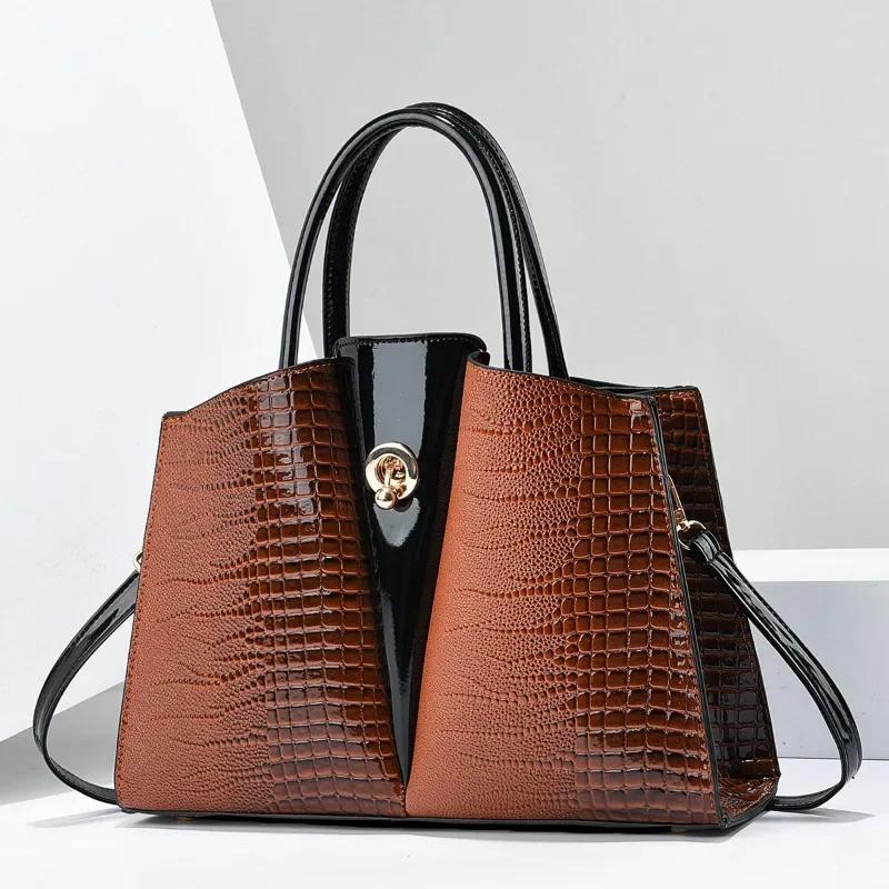 Classic Retro Crossbody Bag Fashionable Large Capacity Women's Handbag Crocodile Pattern Shoulder Bag Commuting Tote Bag Women