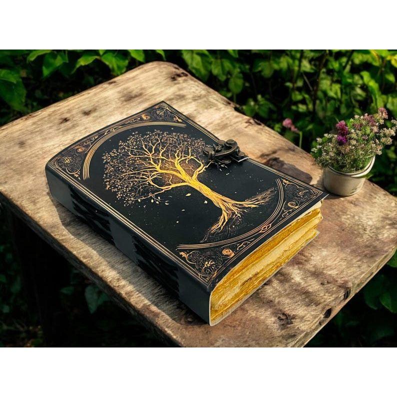 leather journal Notebook Tree of Life Journal, Blank spell book book of shadows Leather Celestial Gifts For Him Her