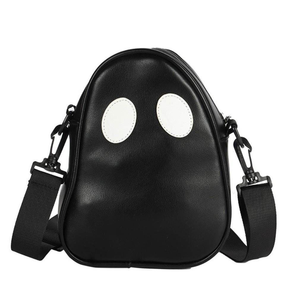 PU Leather Ghost Crossbody Bag Black And White Halloween Mini Bag Cute Shoulder Bag  Daily Use