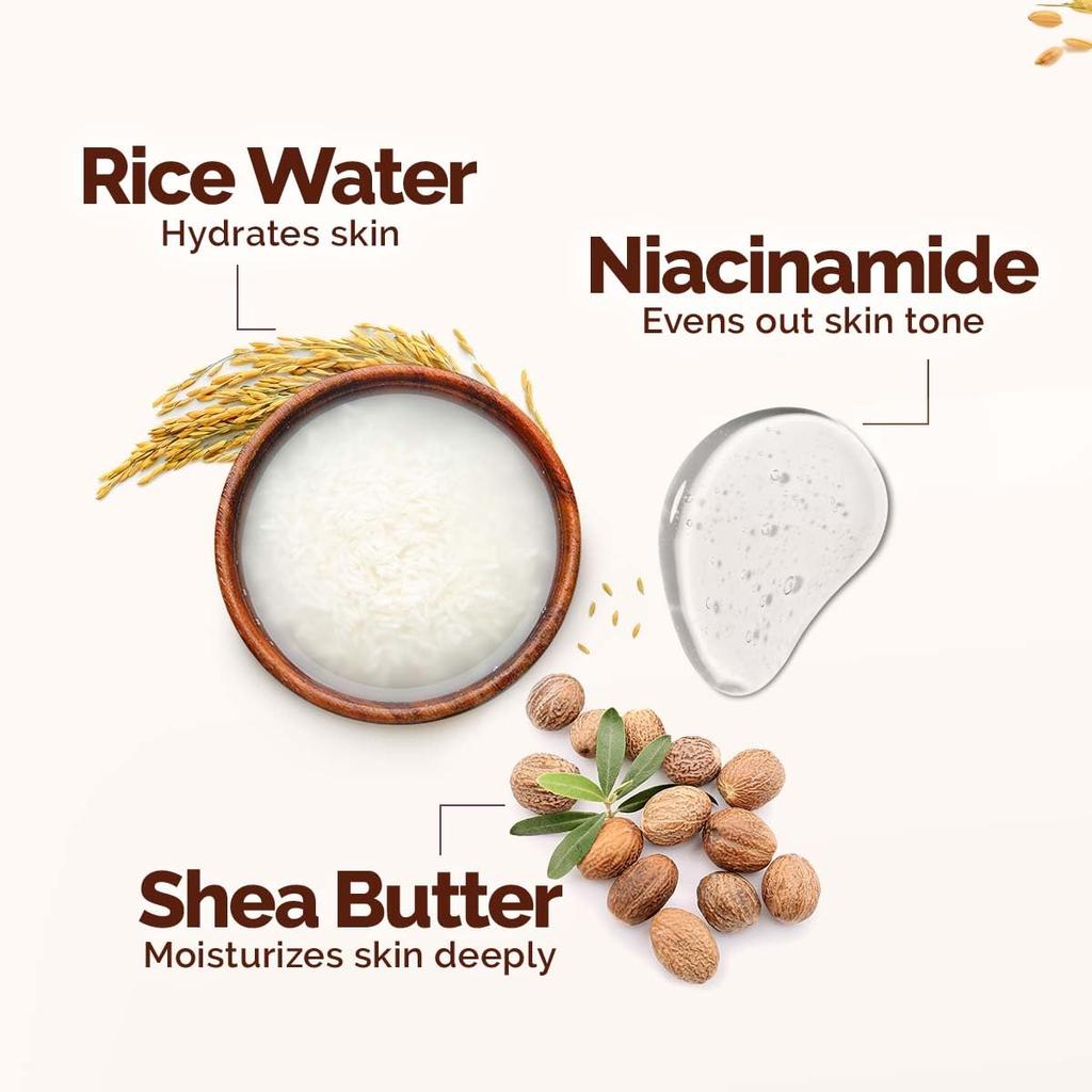 Mamaearth Rice Water Hydrating Body Lotion 400 Ml Pack of 1 for Dewy Glass Skin and Long-Lasting Moisturization