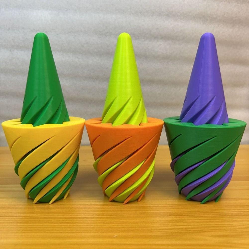 Decorative Ornaments Spiral Cone Fidget Toy Pyramid Passthrough Sculpture  for Kids