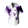 Men's Casual Short Sleeve Halloween Print Button Down Shirt