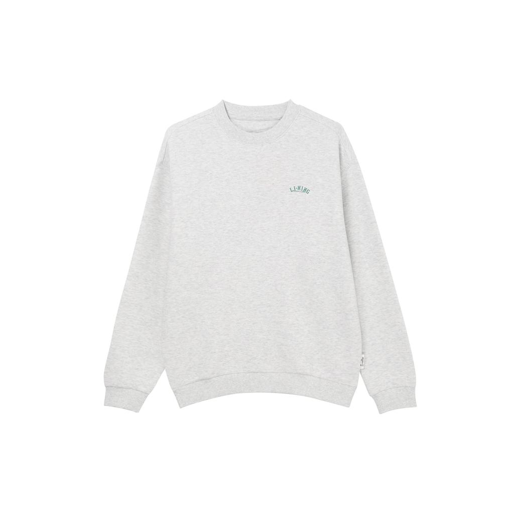 Li Ning Sport-Lifestyle-Serie Buchstaben Rundhals-Pullover Lockeres Sweatshirt Herren Sweatshirt Blume-Grau Tief-Antarktis-Grau AWDT379-1