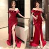 Temperament Celebrity Banquet Dress Dress Niche Design Trailing Tube Top Shoulder Black Dress Summer