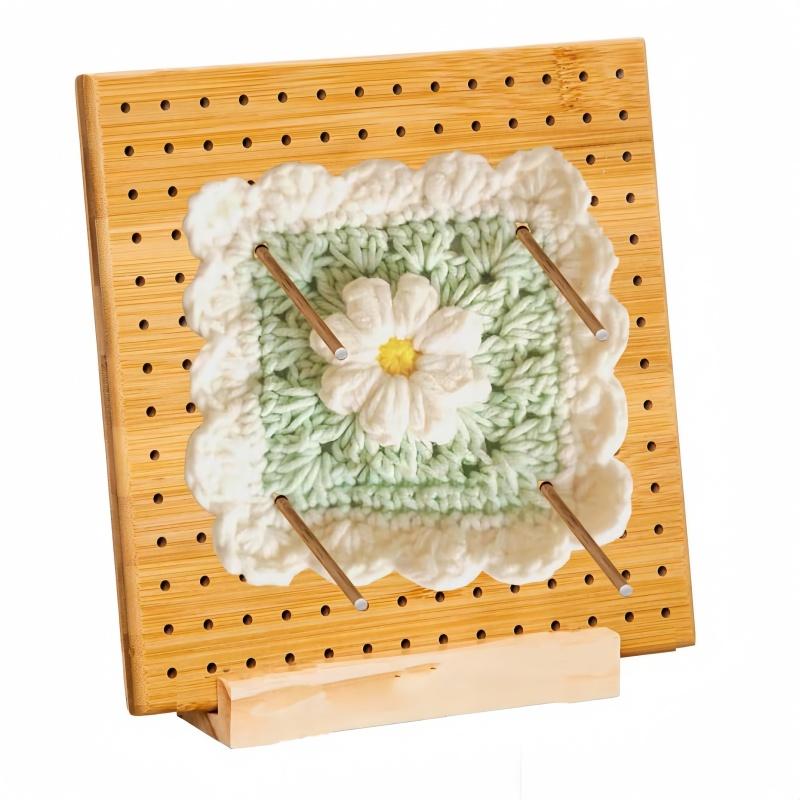 6-piece 1 set of 5.9-inch crochet square fence with needle, nail free bamboo board crochet square gift set
