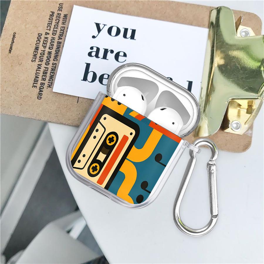 Trendy Retro Music Pattern Case For Airpods Pro Pro3 4 2 3 Pro2 1 Clear Earphone Cases Cover