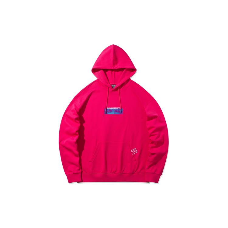 Li Ning Sweatshirts Men s Raspberry Red Hooded Moderate Regular AWDQC37-1 L