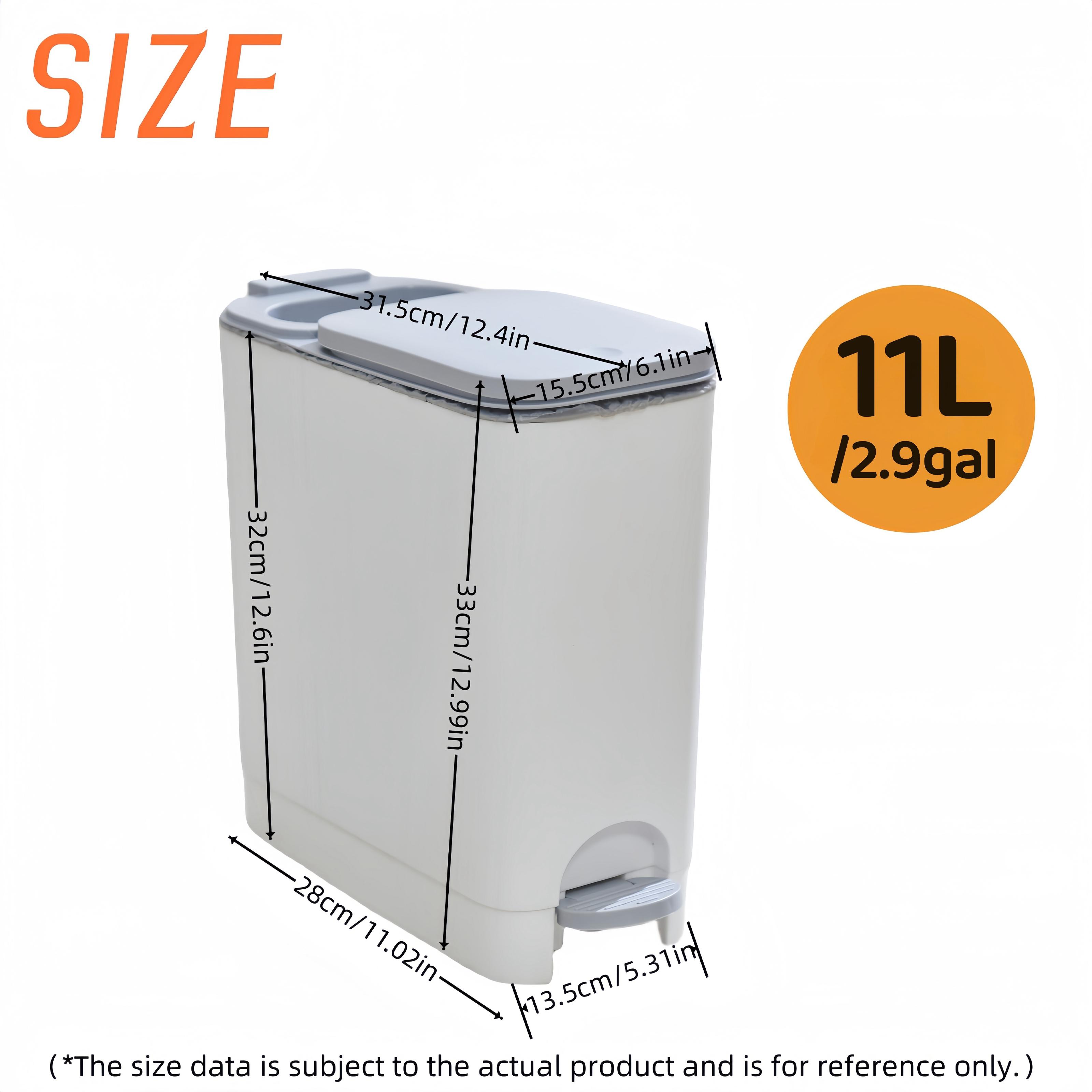 

Тонкий мусорный бак двойного назначения, с крышкой, открывающейся нажатием и ступенчатым механизмом, бесшумное закрывание, экономит место на кухне, в спальне, в ванной комнате, пластиковый материал