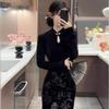 Modernes Schwarzes Samt-Cheongsam-Kleid für Damen - Herbst/Winter High-End-Mode
