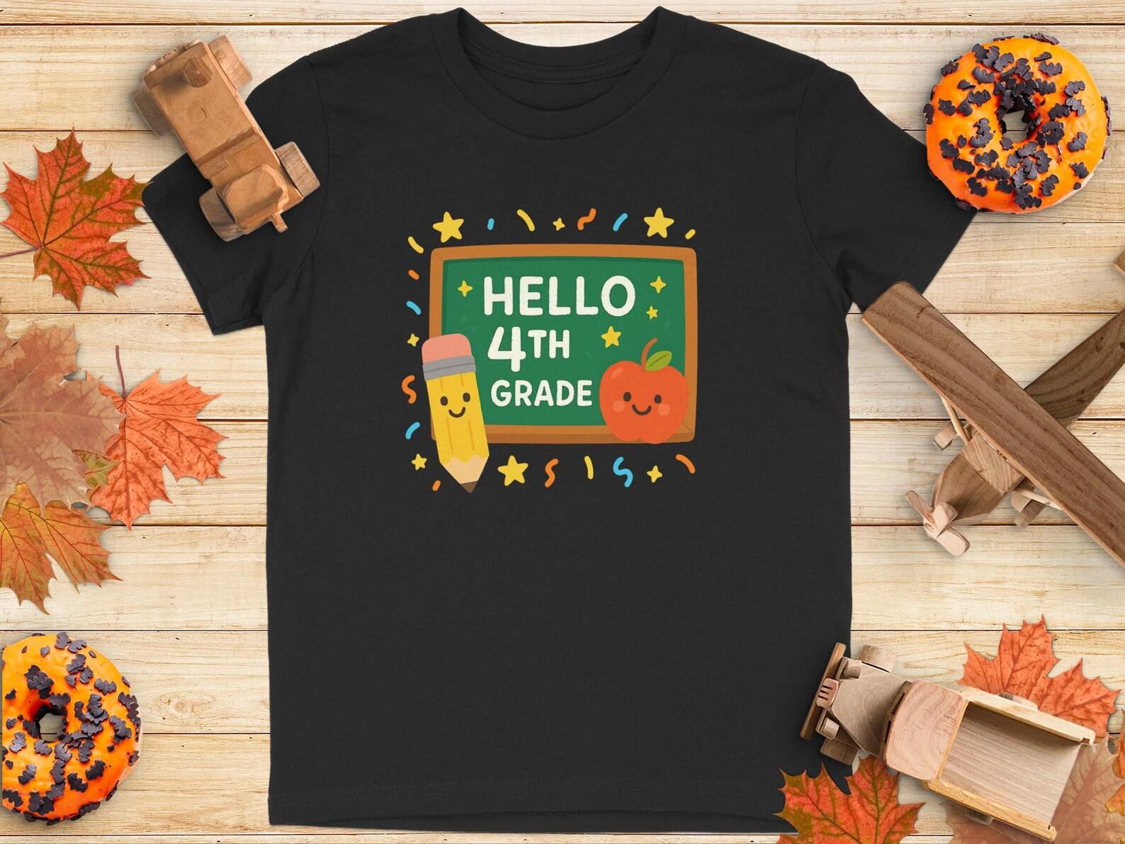 Hello 4th Grade T-Shirt: Back to School, Teacher or Student * Youth T-Shirt 110