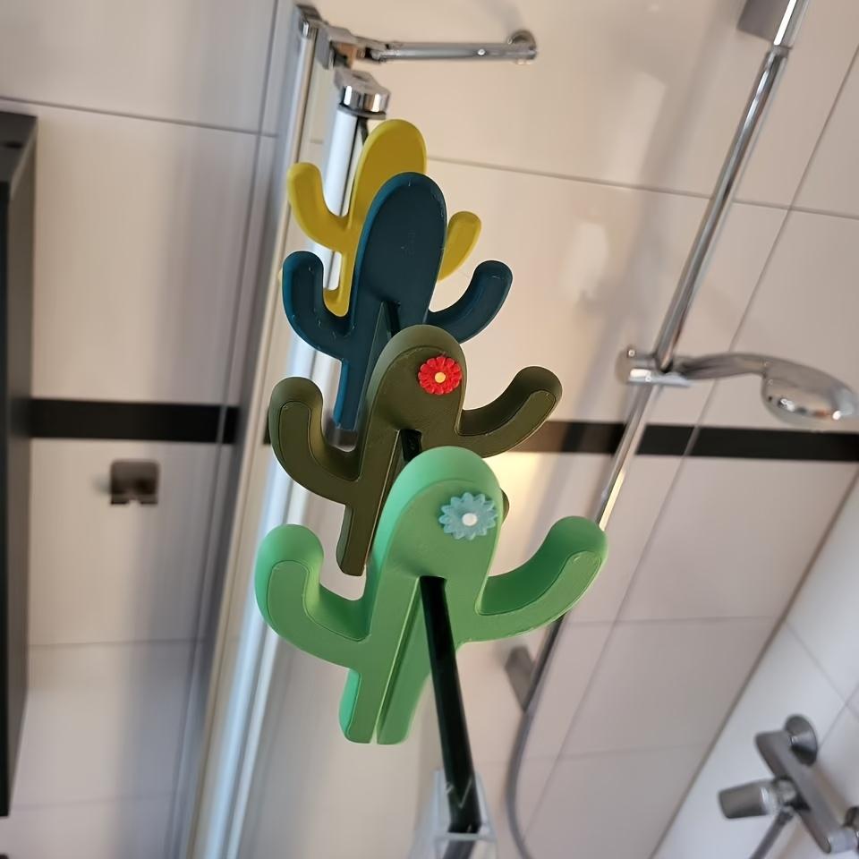 Cactus Bathroom Storage Helper, Creative Glass Door Hook, Suitable for 6mm Glass, Easy To Install Without Drilling