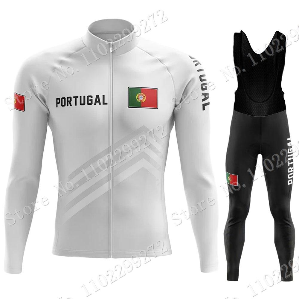 New Portugal National Team Cycling Jersey Set Winter Mens Long Sleeve Clothing Suit MTB Bike Road Pants Bib Ropa Ciclismo