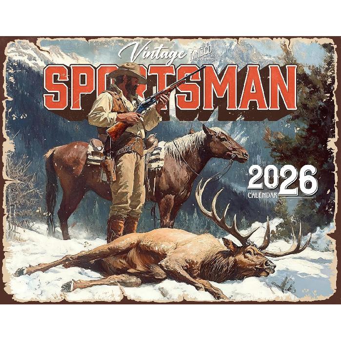 2026 Vintage Sportsman Wall Calendar 16-Month X-Large Size 14x22, Retro Hunting Calendar by The KING Company-Monster Calendars 2026 Vintage Sportsman Wa