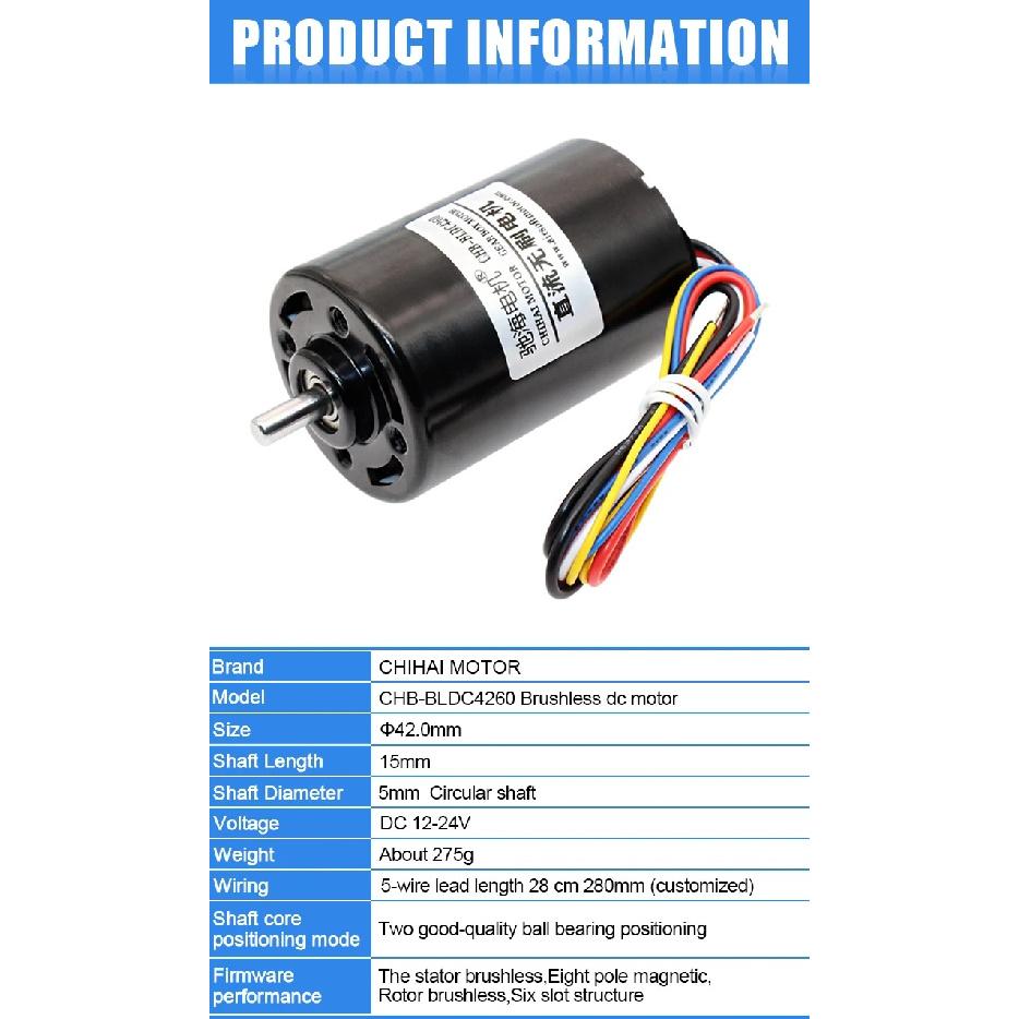 ChiHai Motor CHB-BLDC4260 DC24V 8000RPM 12V 4000 RPM 42mm Long Life Low Noise Brushless Dc Motor For Industrial Application