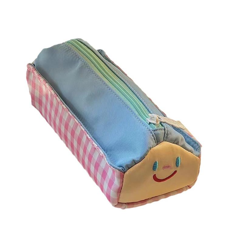 New Cute House Embroidered Pencil Case Large Capacity Fresh and Sweet Multifunctional Smiling Face Students Storage Bag Pencil Box