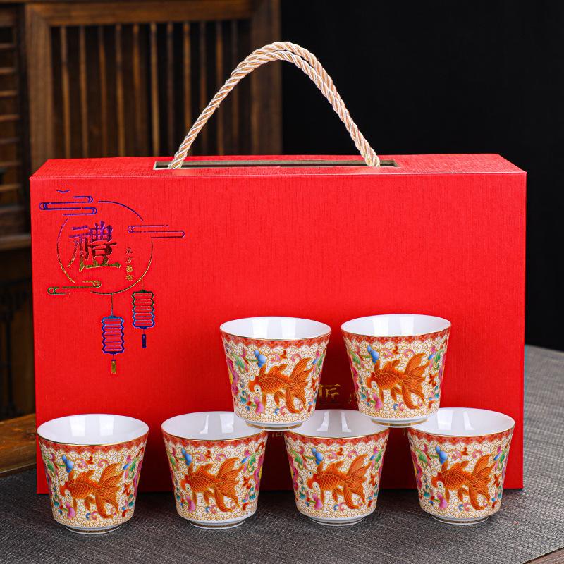 Keramik-Emaille Meistertasse Teegeschirr Kung Fu Teetasse Persönliche Verkostungstasse Mehrfarbige Emaille Teetasse