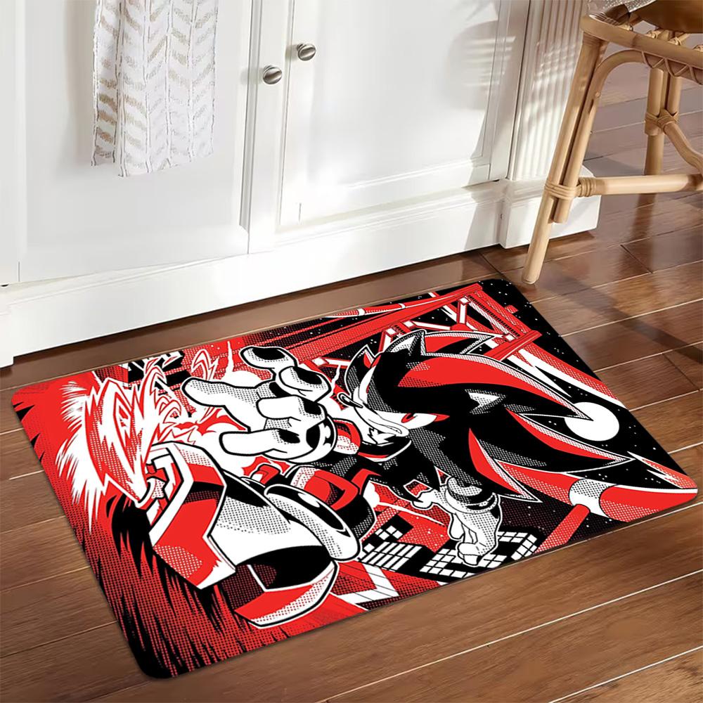 Sonic The Hedgehog Comic Book Decoration,Carpet,Living Room,Bedroom, Non-slip,Square rug