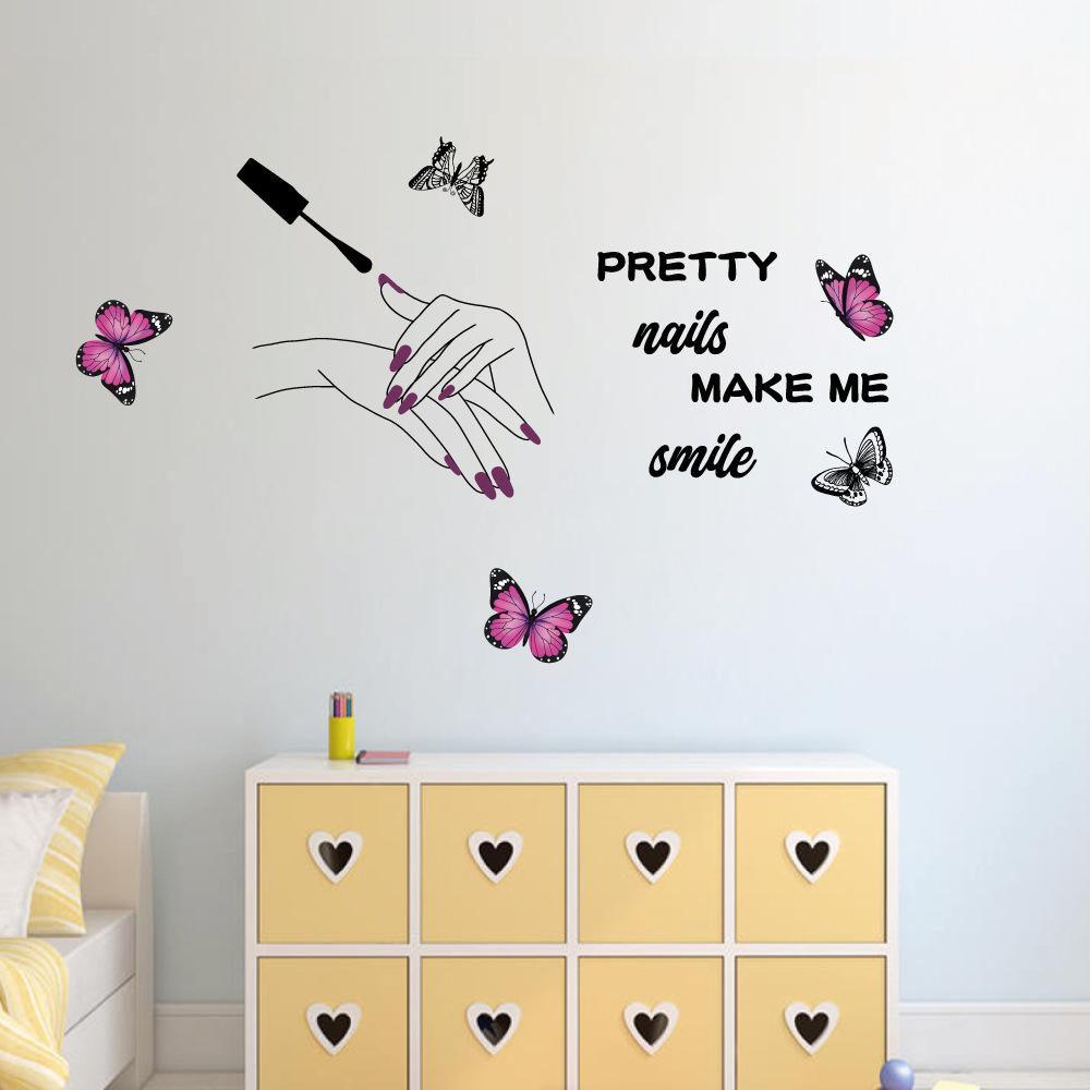 Wall Decal Beauty Salon Manicure Nail Salon Wall Art Sticker Background Wall Luminous Sticker Home Decor Stickers Self-Adhesive
