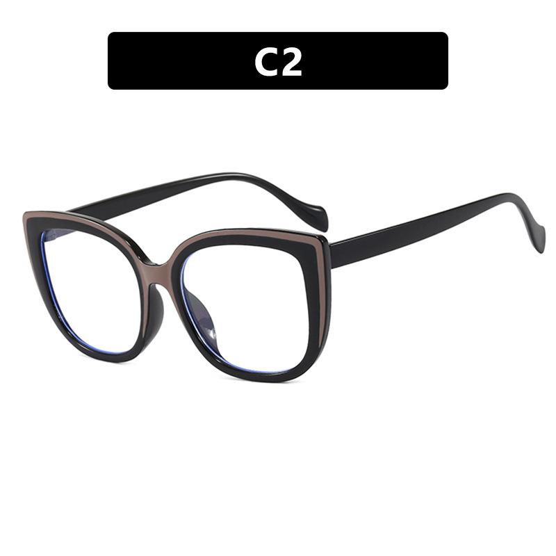 European and American color matching square large frame cat eye anti-blue light glasses frame plain retro glasses frame Internet celebrity fashion