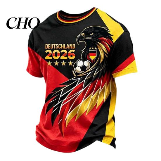 National Team Cheer Shirt Men Soccer Fans T-shirt, German Football T-Shirt, 2026 World Fan Apparel Tournament Tee, Stylish for Stadium Game L