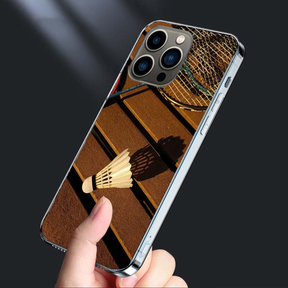 Badminton Sport Phone Case For Iphone 16E 15 Pro 14 Plus 17E 16 17 Pro Max Air 11 12 13 Mini Shockproof Capa Cute Cover TPU C