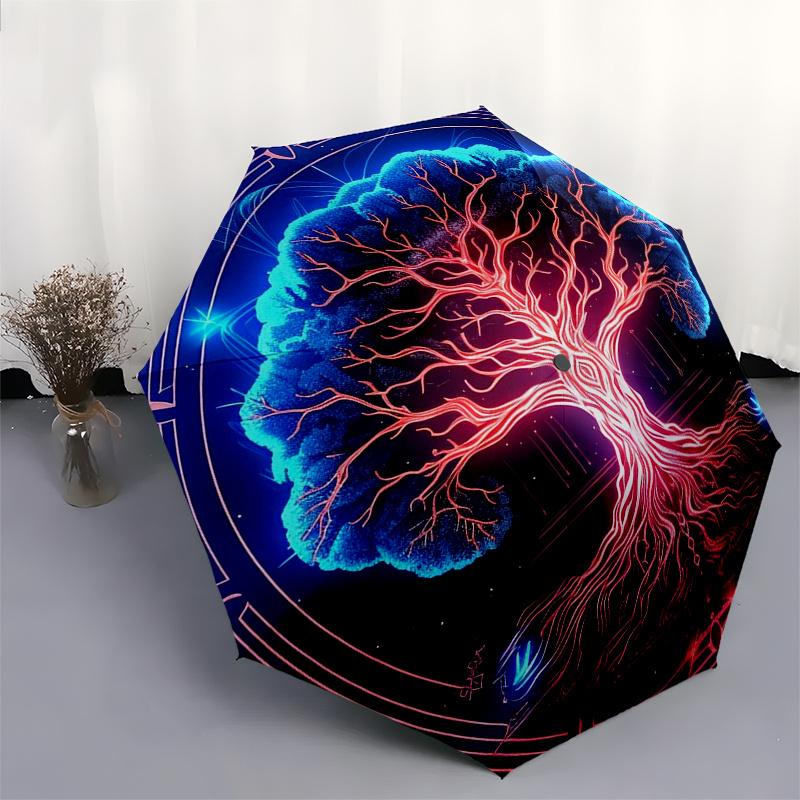 "Enchanted Tree of Life Wall Art: Mystical Decor for Your Space"Umbrella, Portable 3-Fold Compact Umbrella for Men & Women ES62