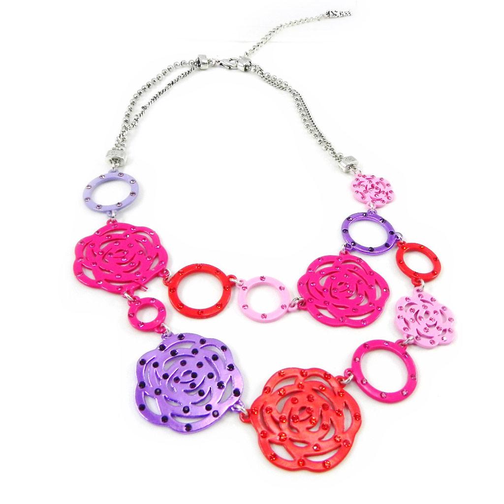 Les Trésors De Lily [H0804] - Designer Necklace 'Camélia' Pink Purple