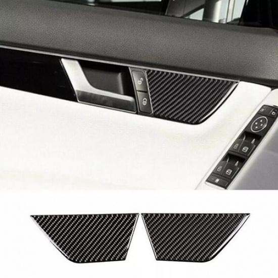 2pcs Carbon Fiber Inner Door Panel Cover For Mercedes Benz C Class W204 07-13